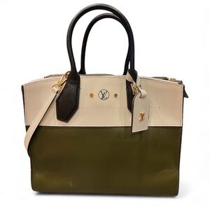 Louis Vuitton City Steamer MM Kaki Green, Cream and Black Tote/Shoulder Bag
